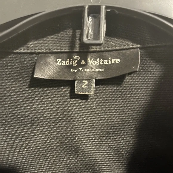 $598 Zadig & Voltaire T Gillier Black Zip-up Belted Women Jacket - Picture 8 of 9